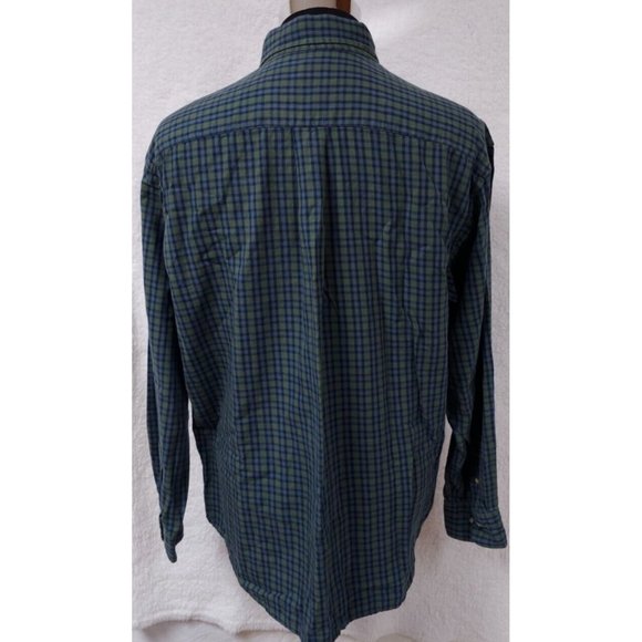 Dockers Men Large Green Blue Stripe Long Sleeve Button Up Embroidered Logo Shirt - Picture 6 of 11
